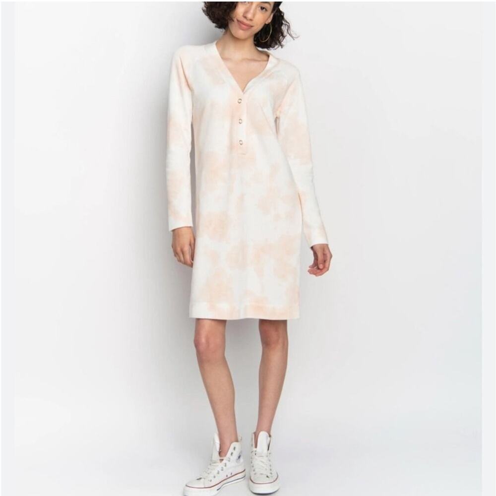 WVN. FOR YOU Cameron Dress SZ Large Organic Cotton Tie Dye Cameo Rose NWT WOVEN